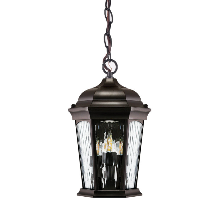 Astoria Grand Bronze LED Hanging Lantern with Flickering Flame, Dual